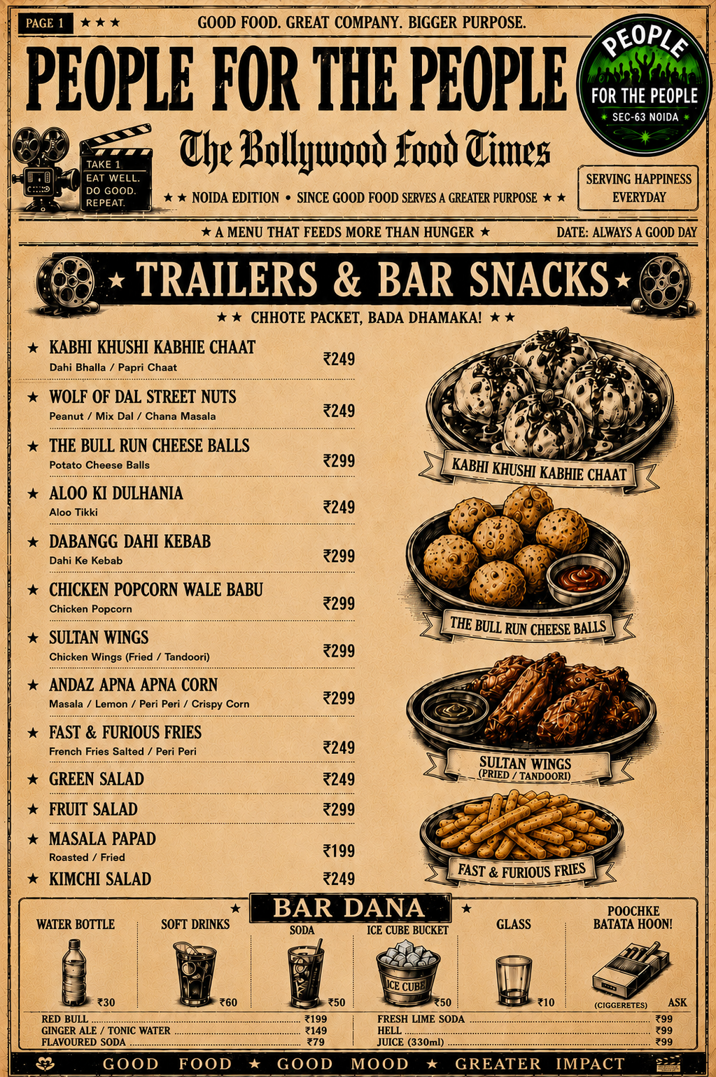Menu Page 1 – Trailers & Bar Snacks